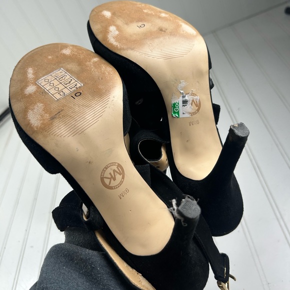 Michael Kors Black Suede Becky Open-Toe Slingback Heels Womenโs Size 9.5 - Picture 4 of 12